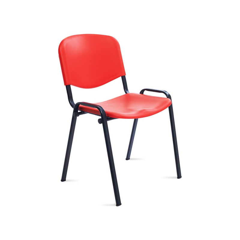 Silla rocada confidente estructura metalica respaldo y asiento en polimero color rojo