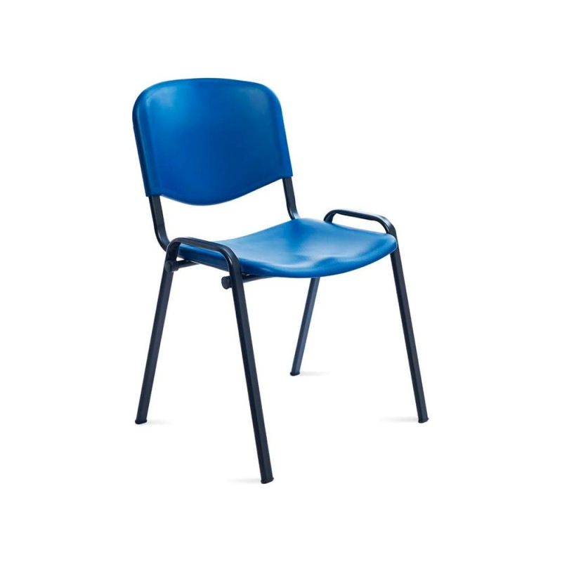 Silla rocada confidente estructura metalica respaldo y asiento en polimero color azul