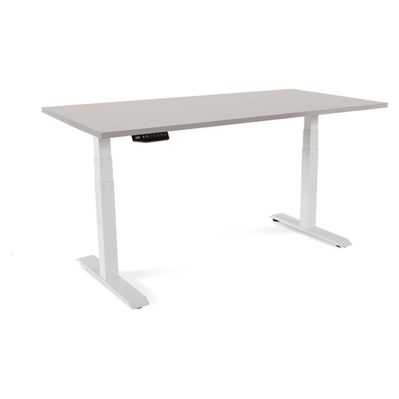 Mesa rocada regulable en altura electricamente hasta 129 cm estructura de acero tablero 160 cm color gris