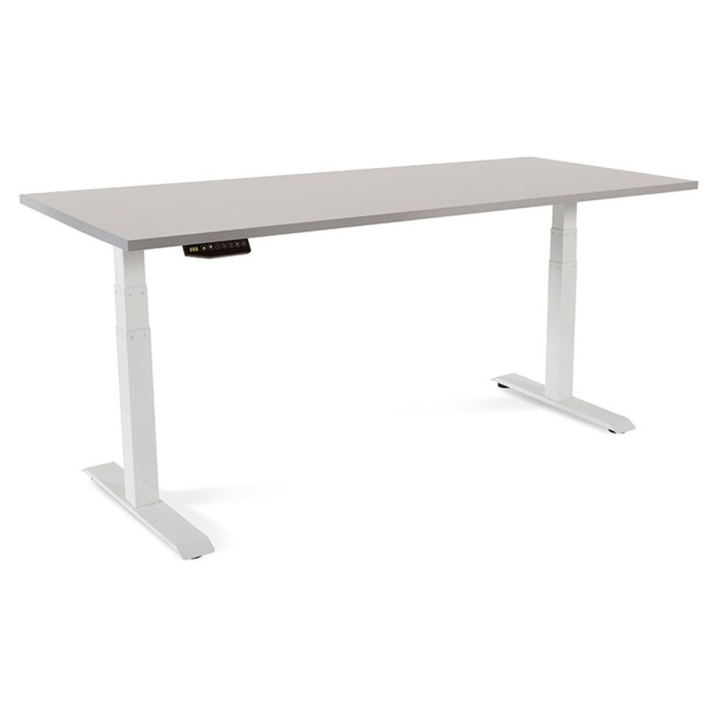Mesa rocada regulable en altura electricamente hasta 129 cm estructura de acero tablero 180 cm color gris