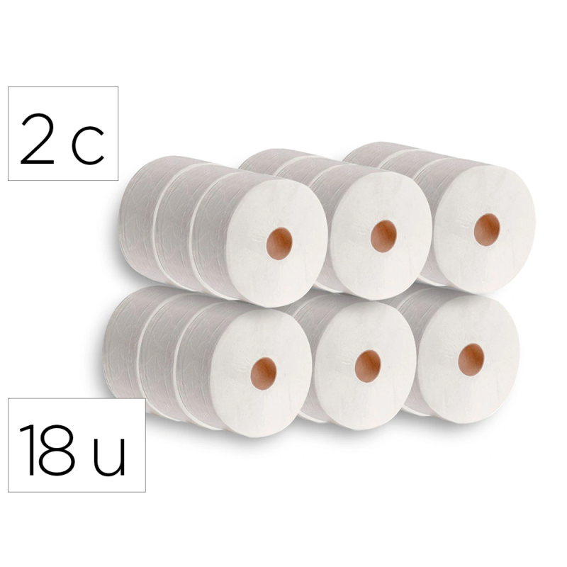 Papel higienico dahi jumbo 2 capas celulosa blanca 140 mt mandril 45 mm paquete de 18 rollos