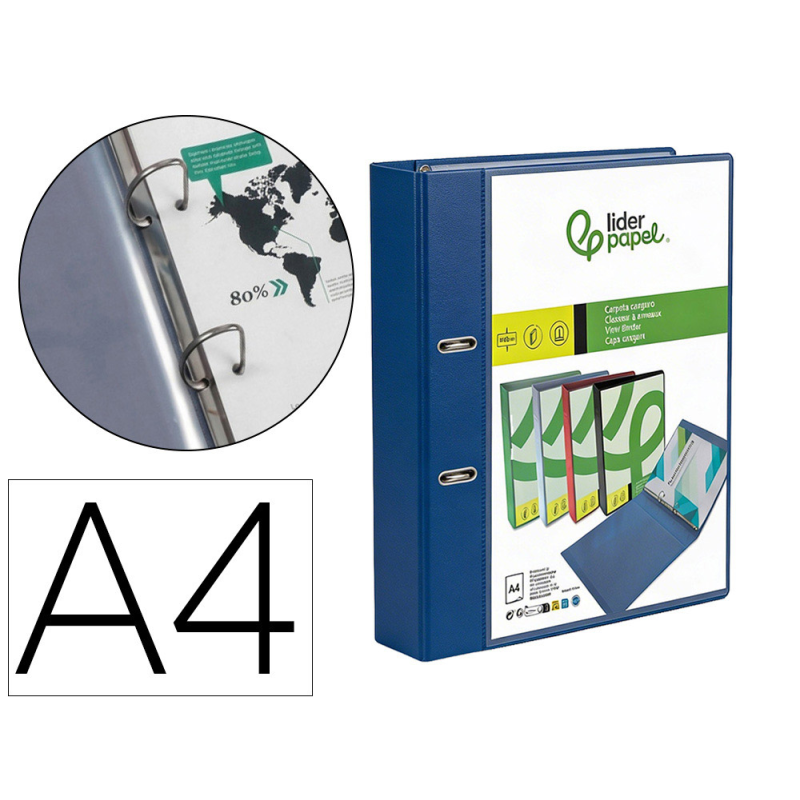 Carpeta liderpapel canguro 2 anillas 25 mm mixtas polipropileno din a4 azul translucido