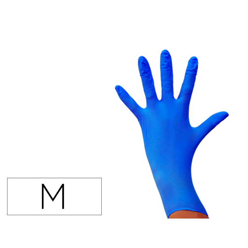 Guantes de nitrilo desechable sensitive sin polvo talla m mediana color azul caja de 100 unidades