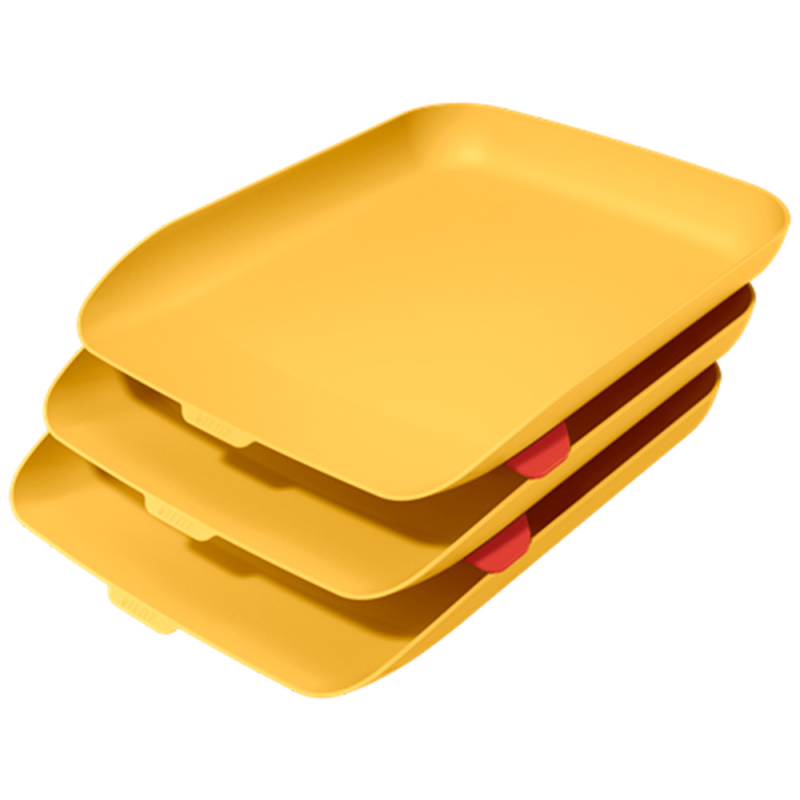 Bandeja sobremesa plastico leitz cosy set de 3 unidades amarillo 274x120x456 mm