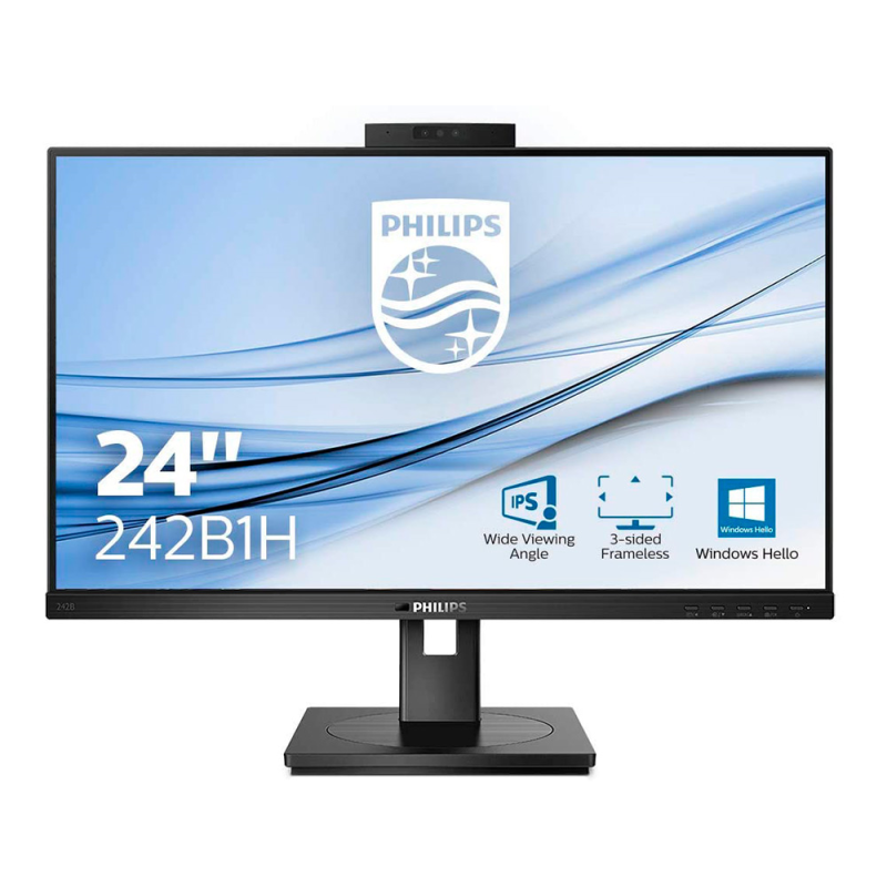 Monitor philips 242b1h 23,8/' 16:9 ips 1.920 px regulable en altura con camara web-cam integrada color negro