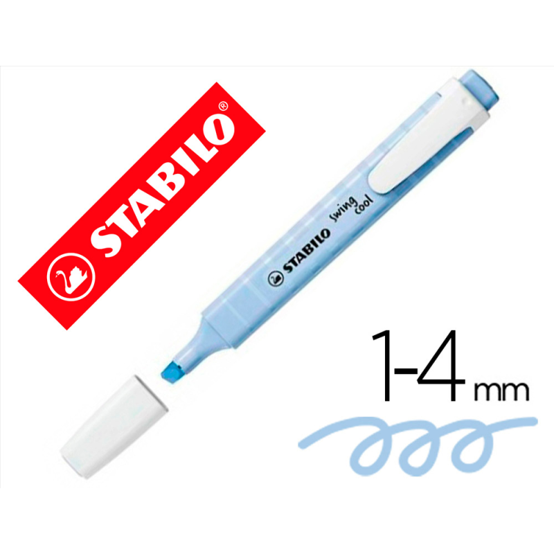 Rotulador stabilo fluorescente fino swing cool pastel azul nublado