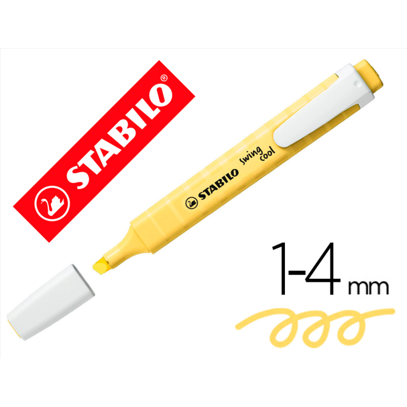 Rotulador stabilo fluorescente fino swing cool pastel amarillo cremoso