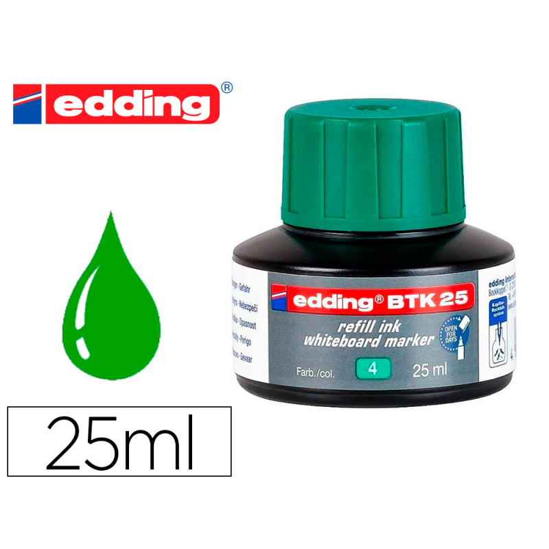 Tinta rotulador edding pizarra blanca btk-25 color verde bote 25 ml