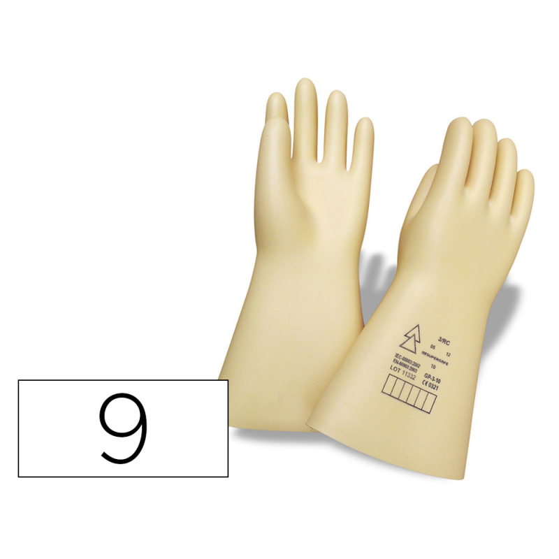 Guantes faru latex aislante proteccion electrica hasta 500 voltios clase 00 talla 9 color beige