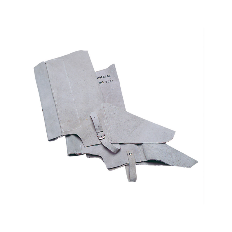 Polaina para soldador faru cuero al cromo ajustable con velcro y hebilla 40 cm