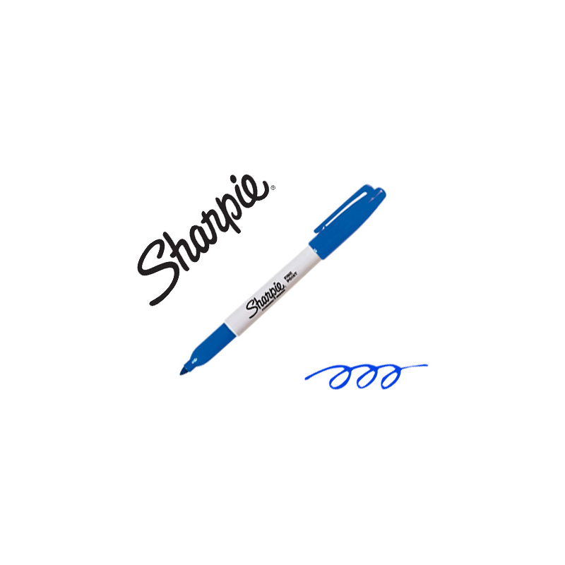 Rotulador sharpie permanente punta fina azul