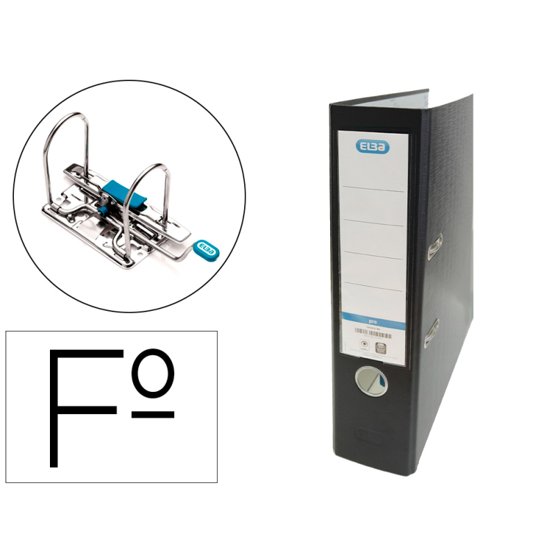 Archivador de palanca elba carton forrado pvc con rado top folio lomo 80 mm negro