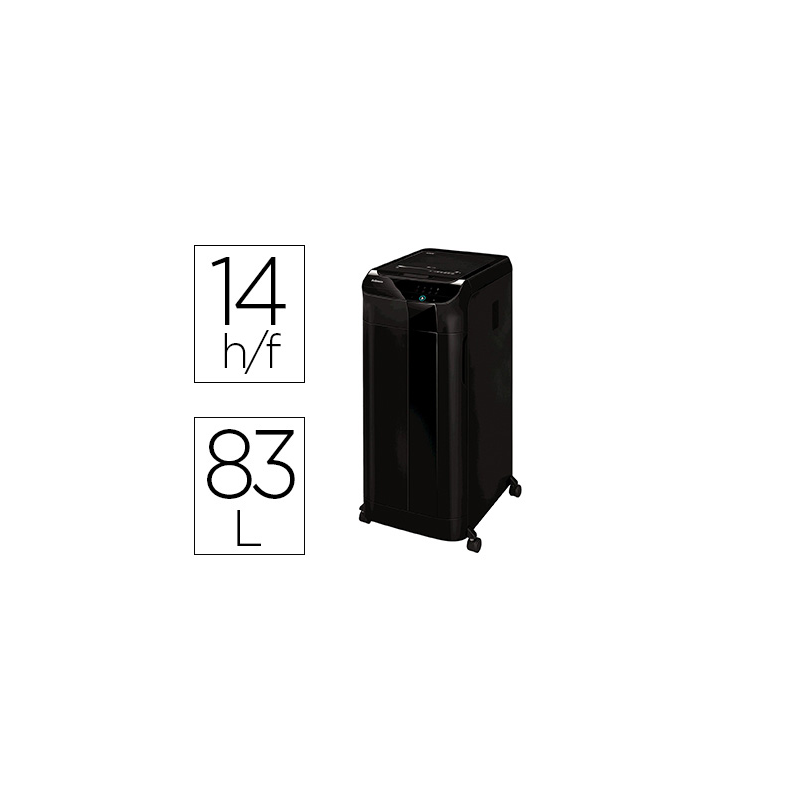 Destructora de documentos fellowes automax 600m capacidad de hojas 600 seguridad p5 clips y tarjetas