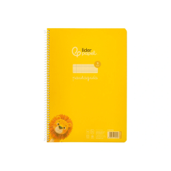 Cuaderno espiral liderpapel a4 pautaguia tapa plastico 80h 90gr cuadro pautado 3mm con margen color amarillo
