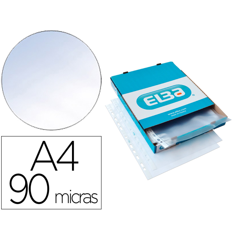 Funda multitaladro elba standard din a4 90 micras piel naranja caja de 100 unidades