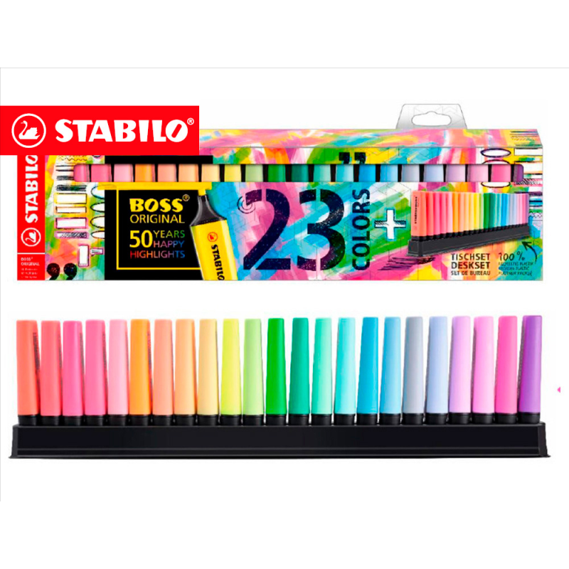 Rotulador stabilo boss fluorescente 70 deskset estuche de 23 unidades colores surtidos