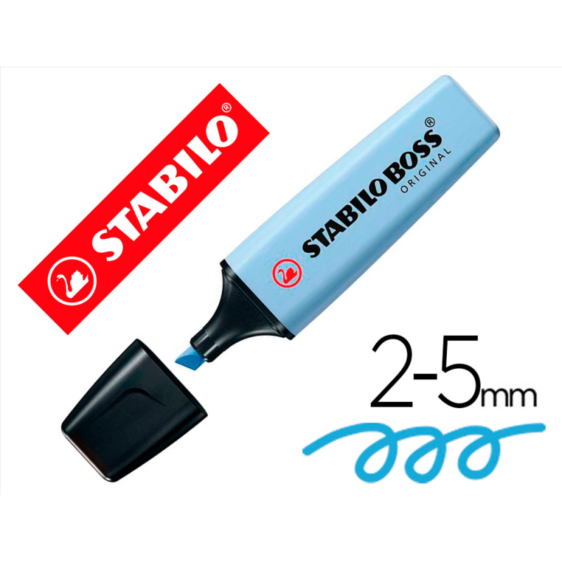 Rotulador stabilo boss fluorescente 70 pastel azul ventoso