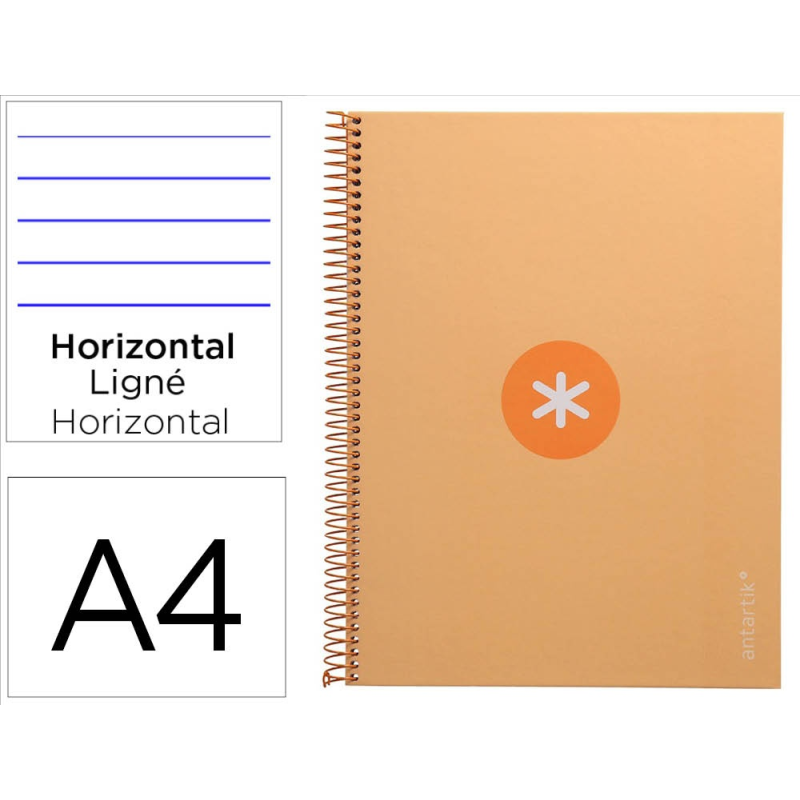 Cuaderno espiral a4 micro antartik tapa forrada80h 90 gr horizontal 1 banda 4 taladros color peach
