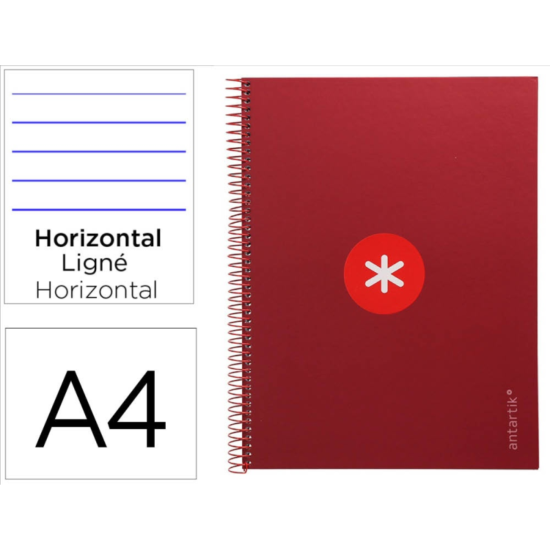 Cuaderno espiral a4 micro antartik tapa forrada80h 90 gr horizontal 1 banda 4 taladros color frambuesa