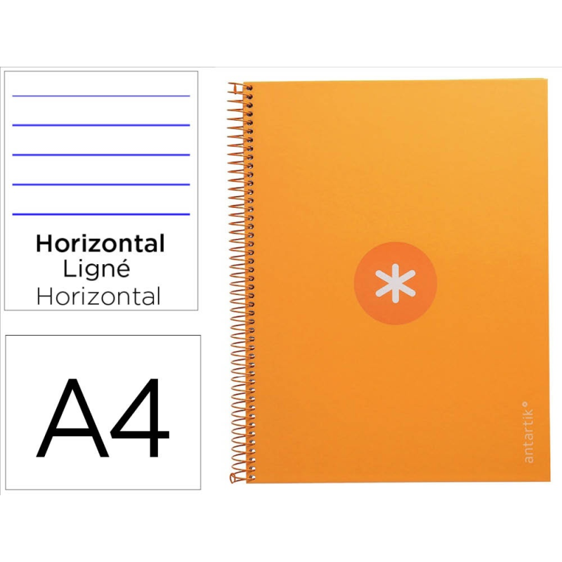 Cuaderno espiral a4 micro antartik tapa forrada80h 90 gr horizontal 1 banda 4 taladros color mostaza