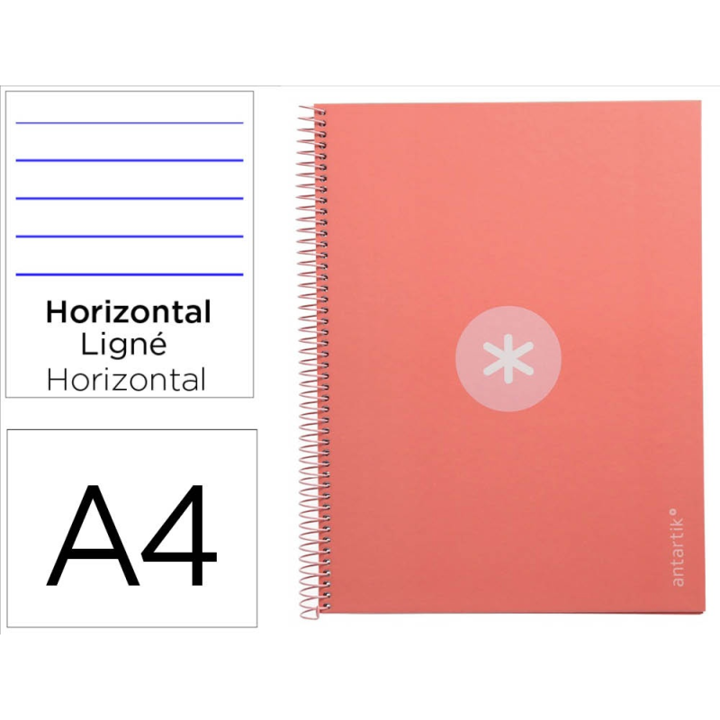Cuaderno espiral a4 micro antartik tapa forrada80h 90 gr horizontal 1 banda 4 taladros color rosa claro