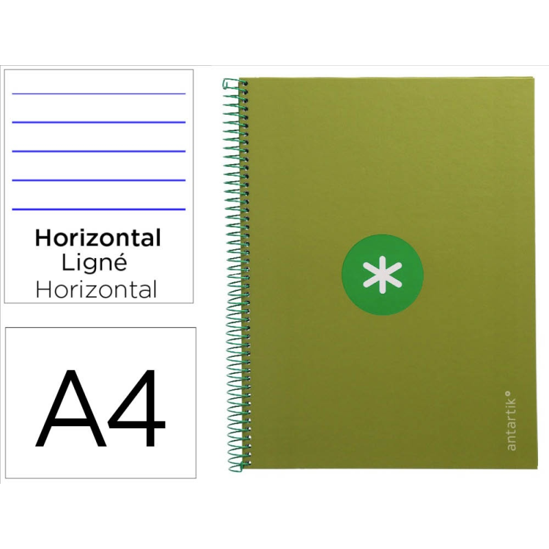 Cuaderno espiral a4 micro antartik tapa forrada80h 90 gr horizontal 1 banda 4 taladros color verde