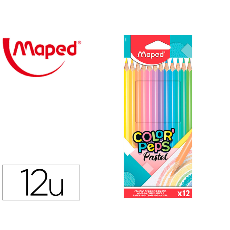 Lapices de colores maped color peps caja de 12 colores pastel surtidos