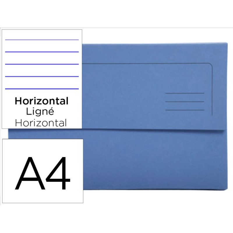 Subcarpeta cartulina exacompta clean safe pocket horizontal din a4 con 2 solapas azul 400 gr paquete