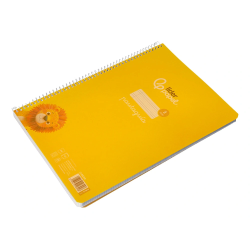 Cuaderno espiral liderpapel a4 pautaguia tapa plastico 80h 90gr cuadro pautado 3mm con margen color amarillo