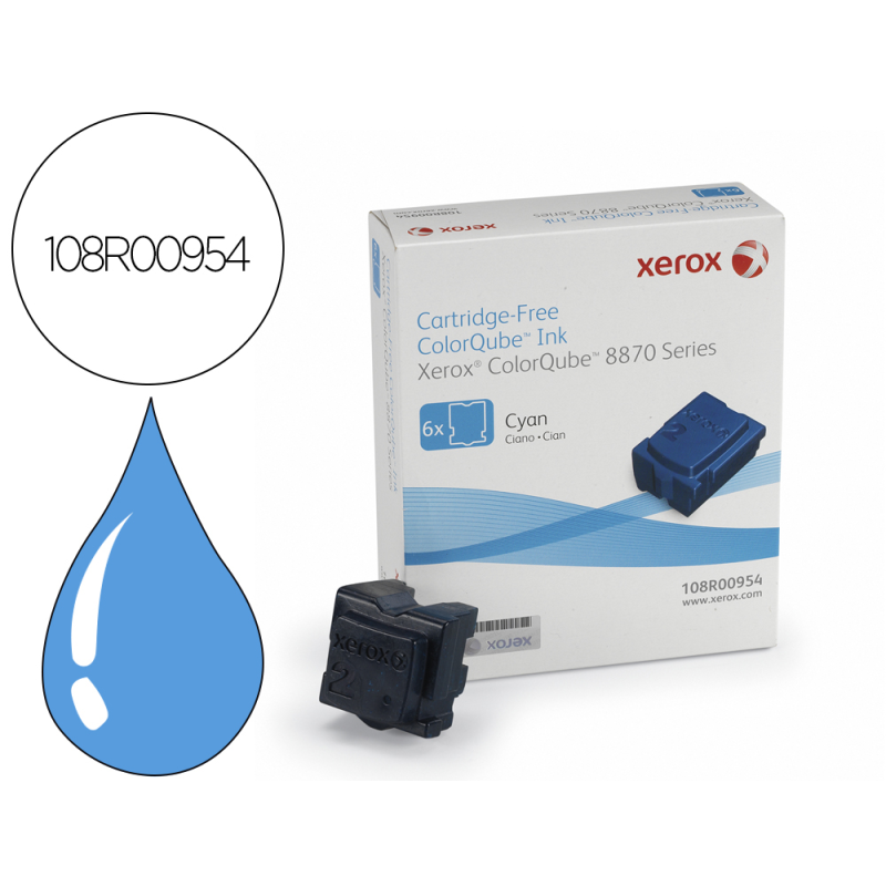 Tinta solida xerox 8870 / 8880 cian 17300 paginas pack de 6 unidades