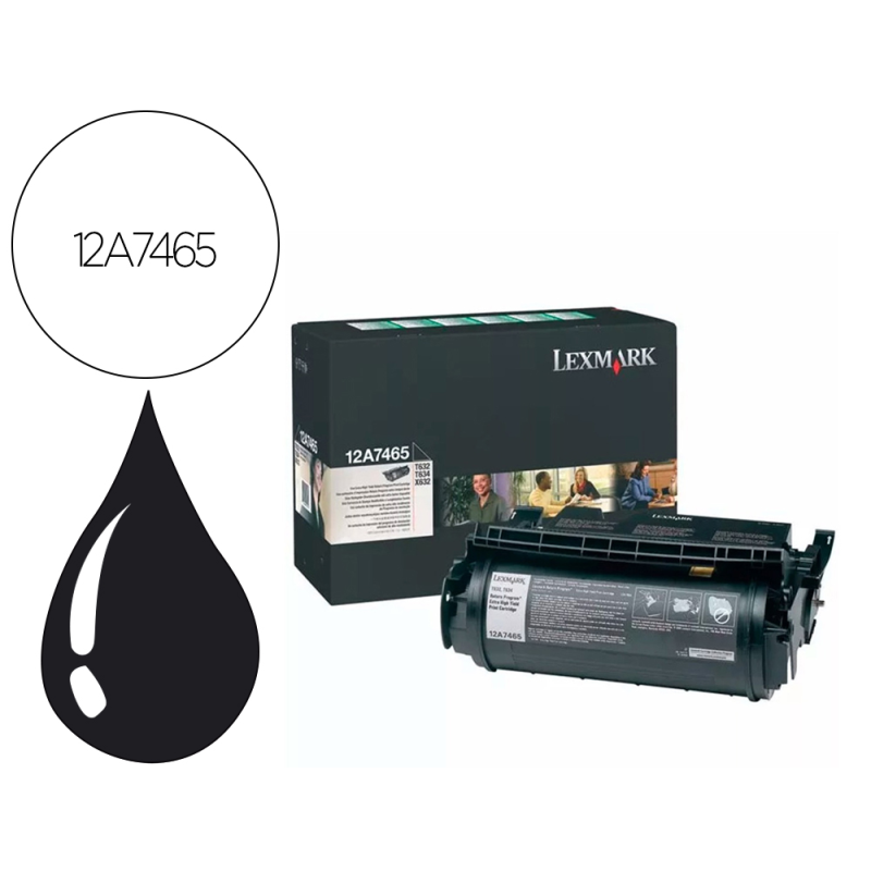 Toner lexmark laser t632 / t634 / x630 / x632 12a7465 negro alta capacidad 32000 paginas