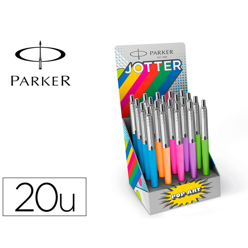 Boligrafo parker jotter originals pop art edicion especial expositor de 20 unidades colores surtidos