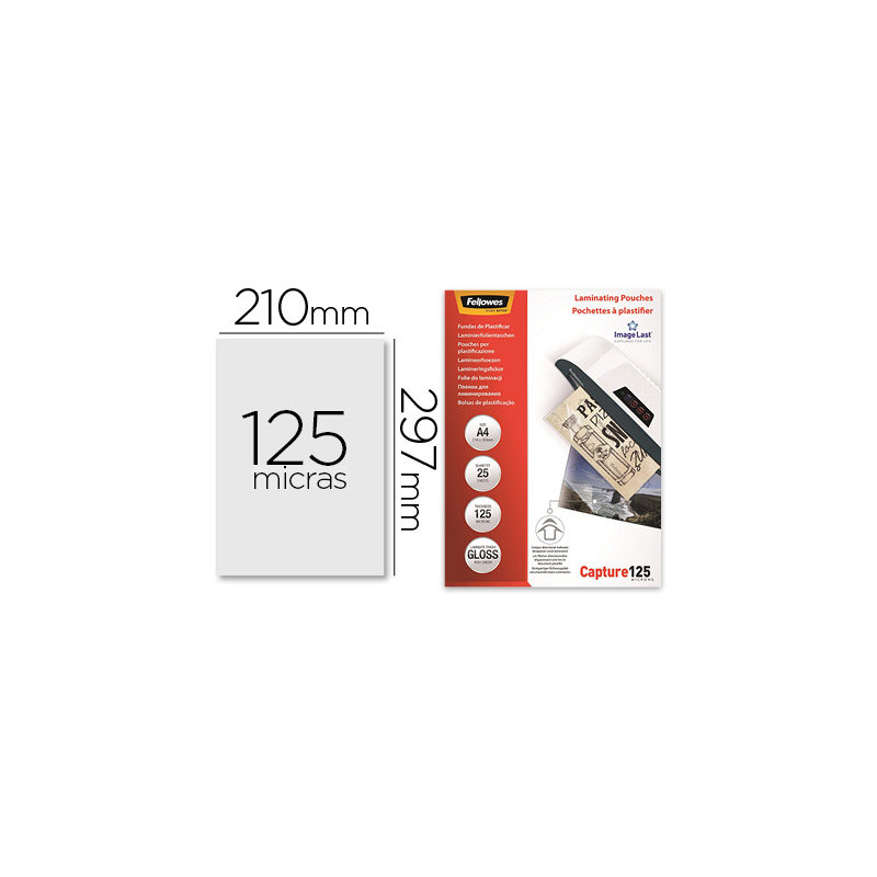 Bolsa de plastificar fellowes brillo din a4 125 mc pack de 25 unidades