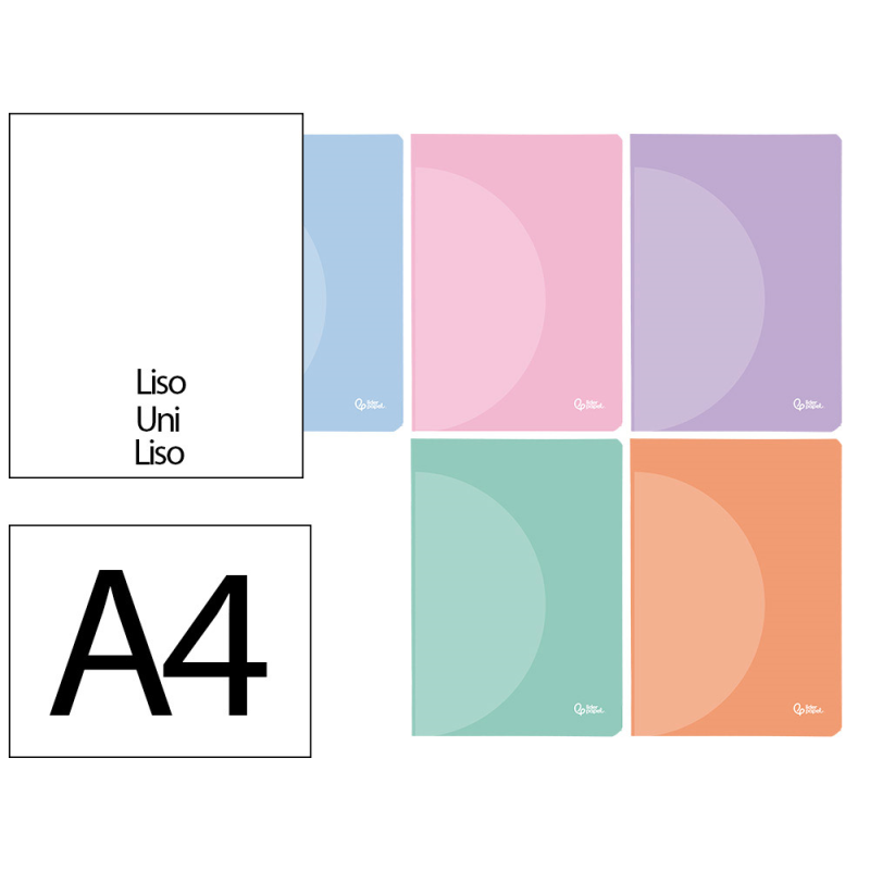 Libreta liderpapel 360 tapa de plastico a4 48 hojas 90gr liso sin margen colores pastel surtidos