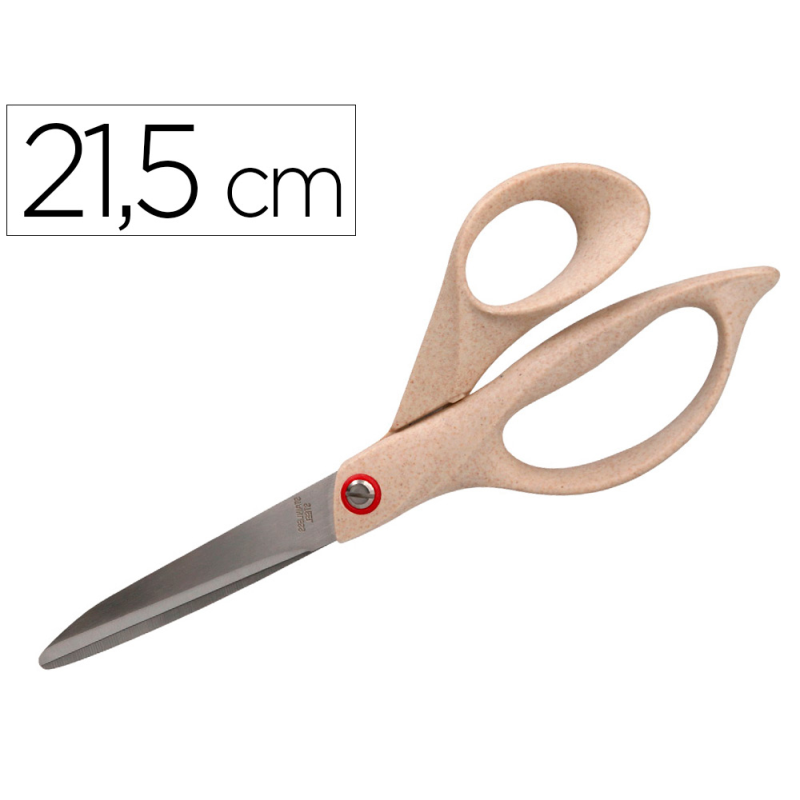 Tijera oficina liderpapel acero inoxidable mango eco material 8/' 21,5 cm en blister
