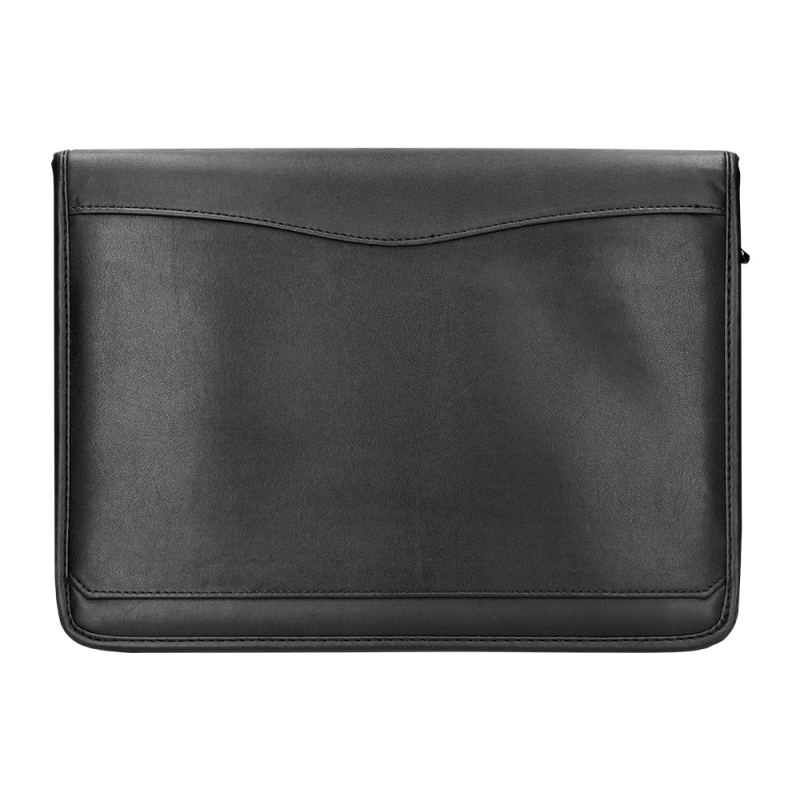 Carpeta portafolios q-connect cremallera con bolsa para movil y tarjetero color negro 260x355 mm