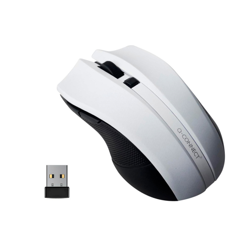 Raton q-connect optico inalambrico 1000 dpi receptor usb 2,4 ghz blanco