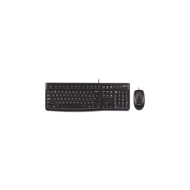 Set teclado + raton logitech mk120 usb con cable negro