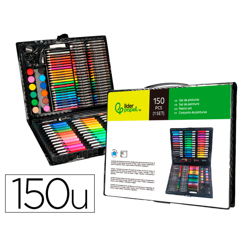 Estuche de pintura liderpapel plastico 150 piezas 36x31x4 cm