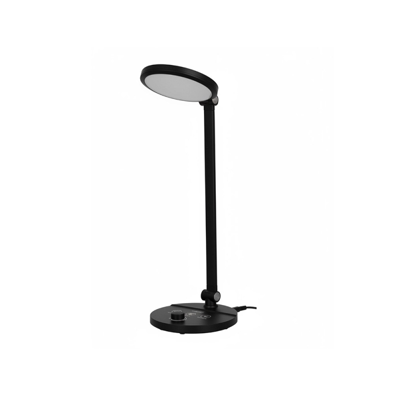 Lampara de escritorio q-connect led 7w 500 lm brillo regulable 3 niveles color cabeza brazo orientable negro