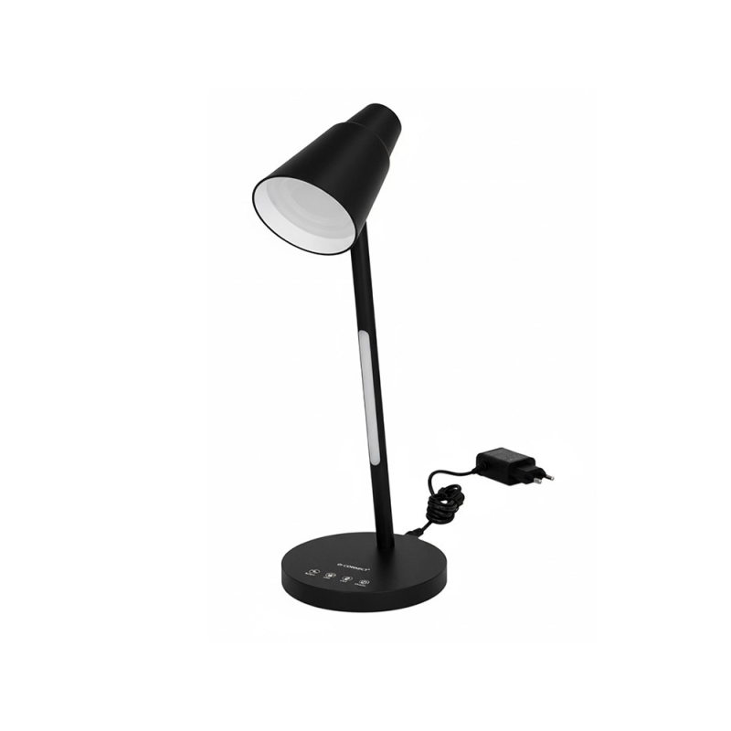Lampara de escritorio q-connect led 6w 360 lm tactil 3 niveles color luz nocturna cabeza orientable negro