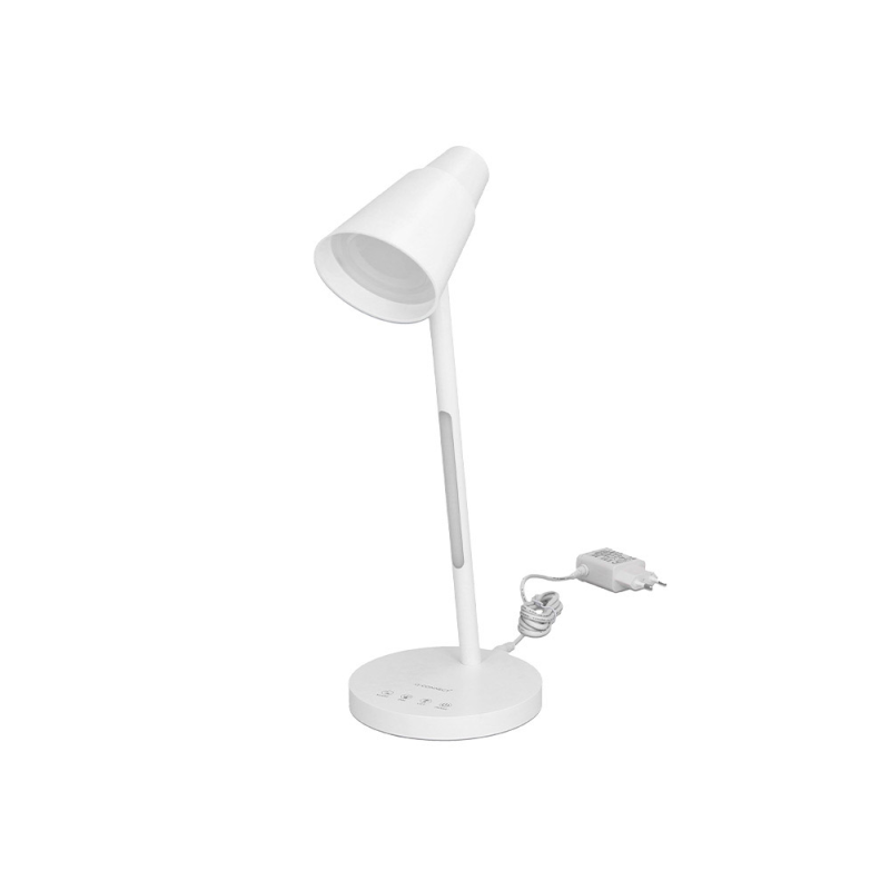 Lampara de escritorio q-connect led 6w 360 lm tactil 3 niveles color luz nocturna cabeza orientable blanco