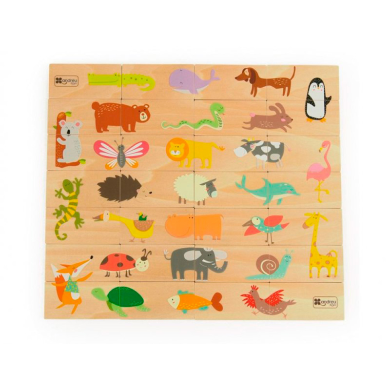 Puzle andreutoys domino animales madera 28 piezas