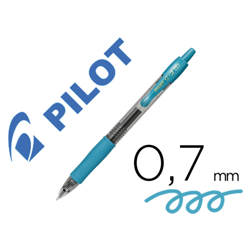 Boligrafo pilot g-2 azul turquesa tinta gel retractil sujecion de caucho