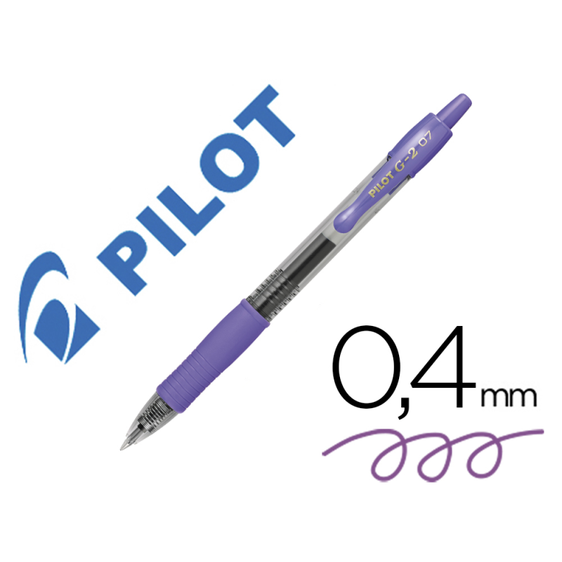 Boligrafo pilot g-2 violeta tinta gel retractil sujecion de caucho