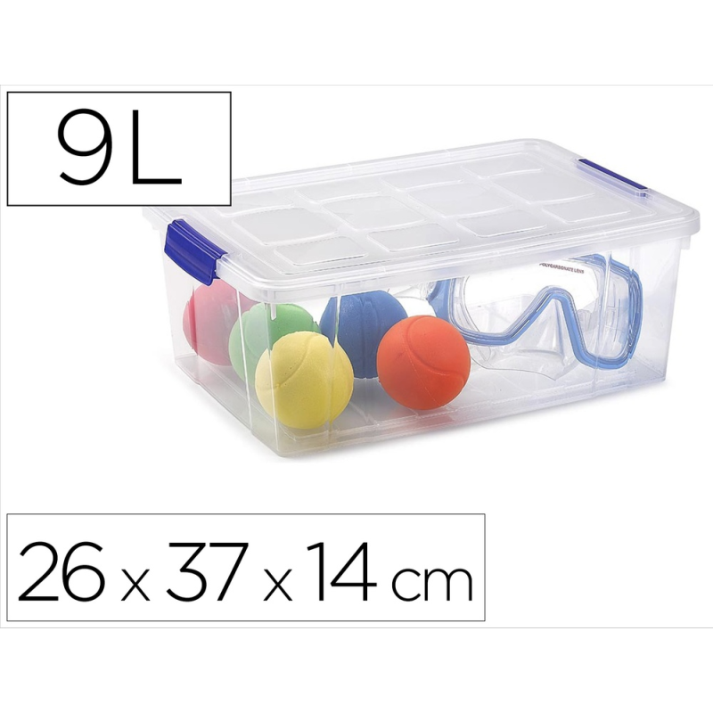 Contenedor plastico plasticforte 9 litros n 29 transparente con tapa 260x370x140 mm