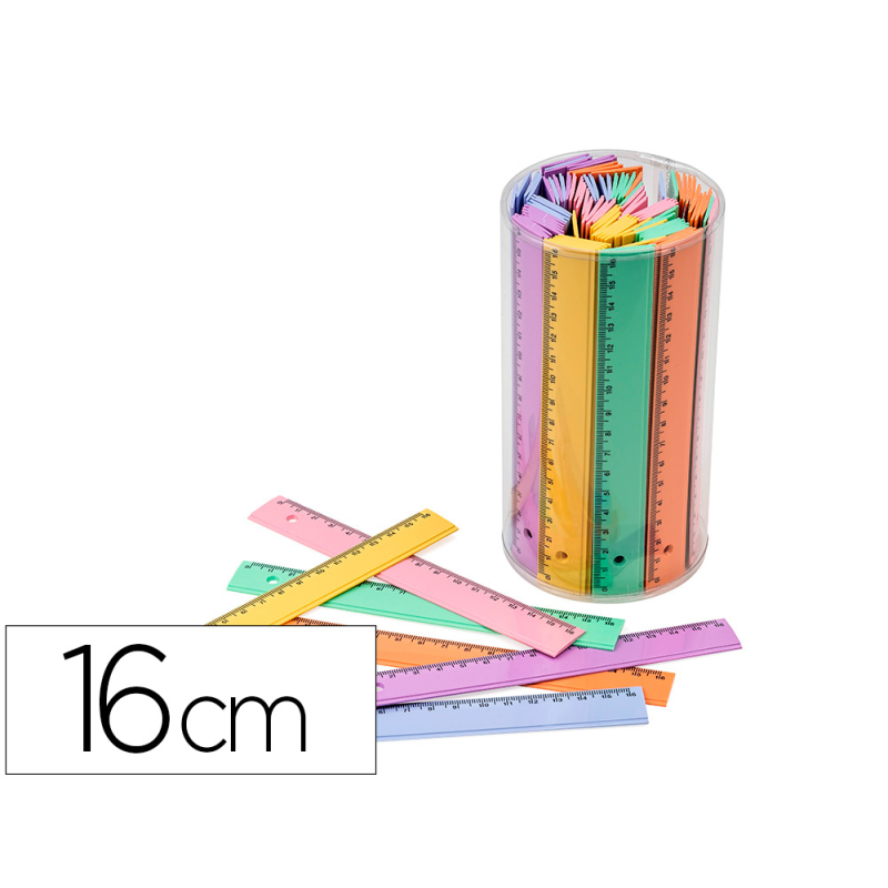Regla faibo plastico 16 cm bote de 100 unidades colores surtidos