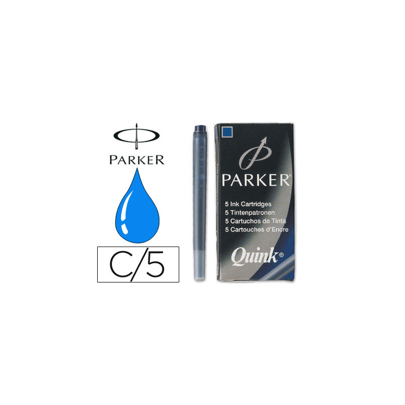 Tinta estilografica parker azul permanente caja de 5 cartuchos