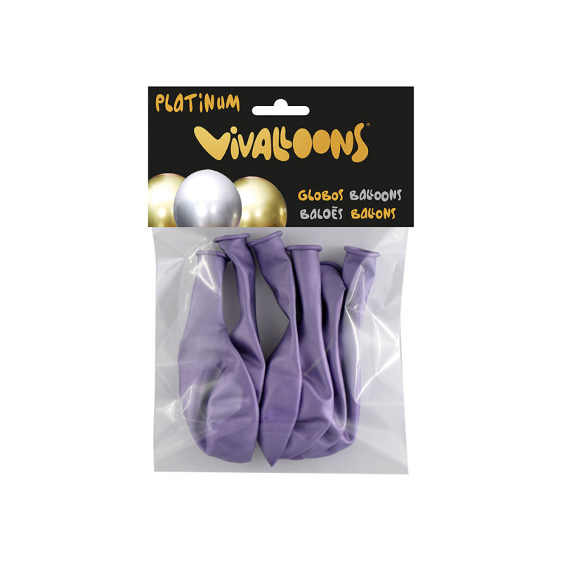 Globo 100% latex biodegradable lila blister de 6 unidades