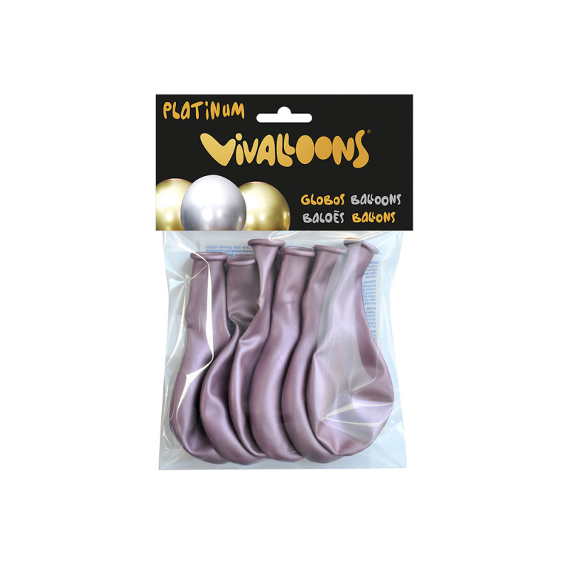 Globo 100% latex biodegradable rosa medianoche blister de 6 unidades